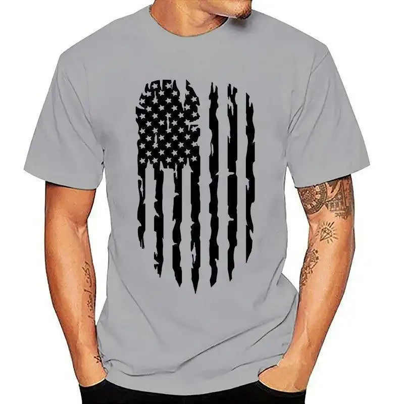 Men's Vintage Patriotic T-Shirt - 4th of July American Flag Design, Muscle Fit