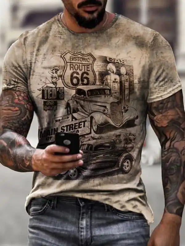 Men's Vintage Print Summer T-Shirt