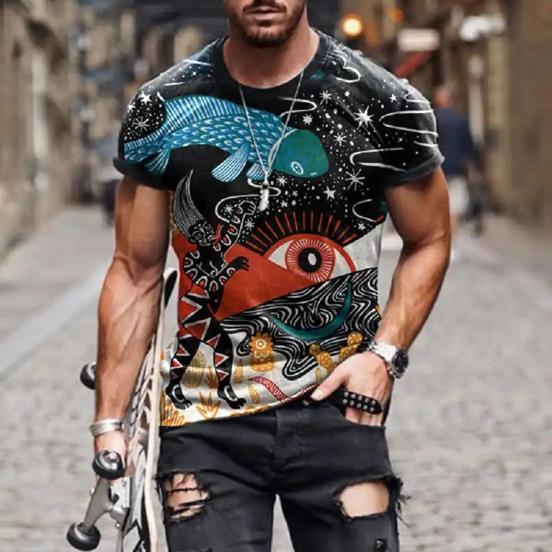 Men's Vintage Print Summer T-Shirt