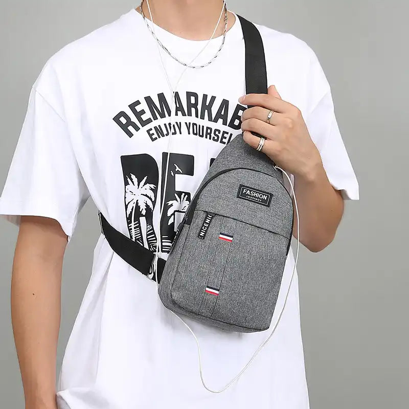 Men's Waterproof Nylon Sling Pack - Travel & Sports Chest Bag