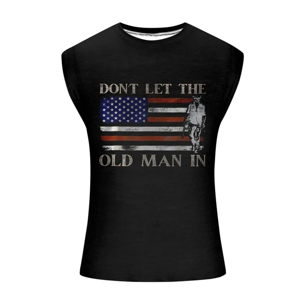 Men's 4th of July Vintage Patriotic USA Independent Flag Tank Top Sleeveless Gym Shirt