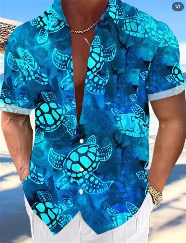 Men’s American Flag Button-Up Shirt – Patriotic Short Sleeve Hawaiian Top for 4th of July