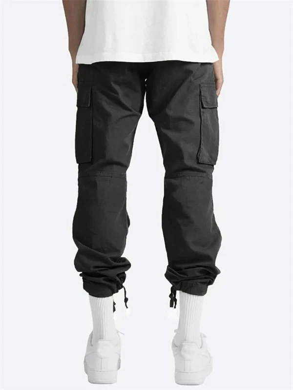 Men’s Casual Cargo Pants – Workwear Style, Drawstring Waist, Tactical Multi-Pocket Trousers