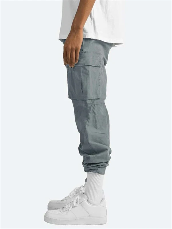 Men’s Casual Cargo Pants – Workwear Style, Drawstring Waist, Tactical Multi-Pocket Trousers