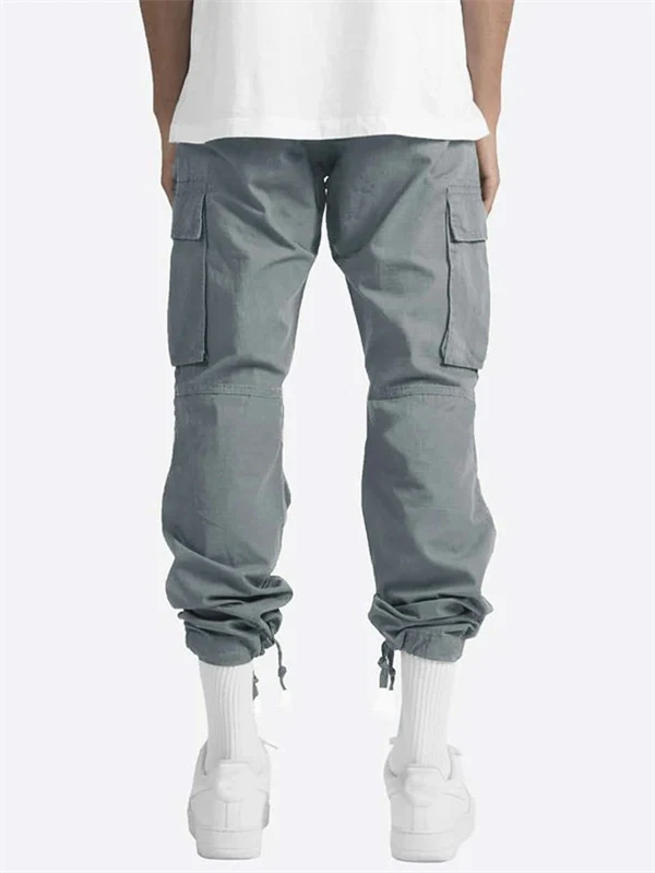 Men’s Casual Cargo Pants – Workwear Style, Drawstring Waist, Tactical Multi-Pocket Trousers