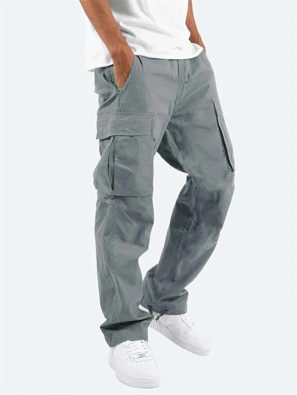 Men’s Casual Cargo Pants – Workwear Style, Drawstring Waist, Tactical Multi-Pocket Trousers