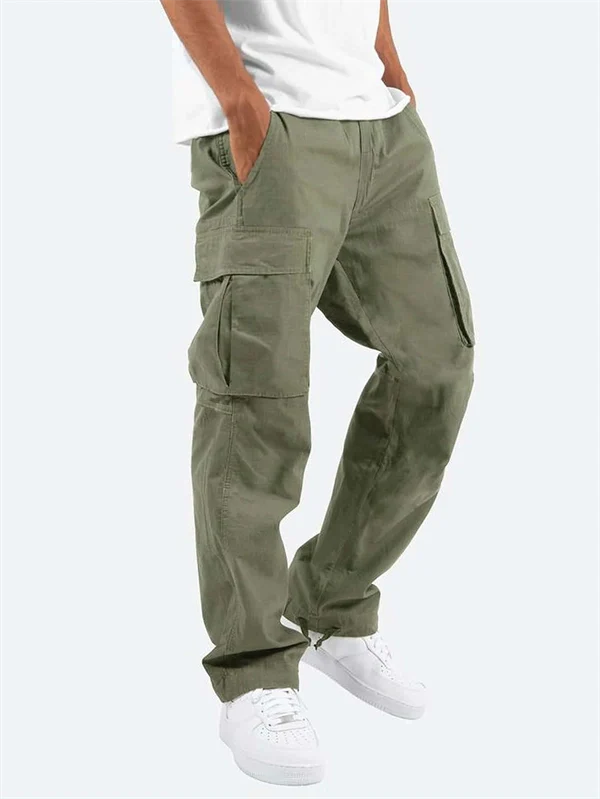Men’s Casual Cargo Pants – Workwear Style, Drawstring Waist, Tactical Multi-Pocket Trousers