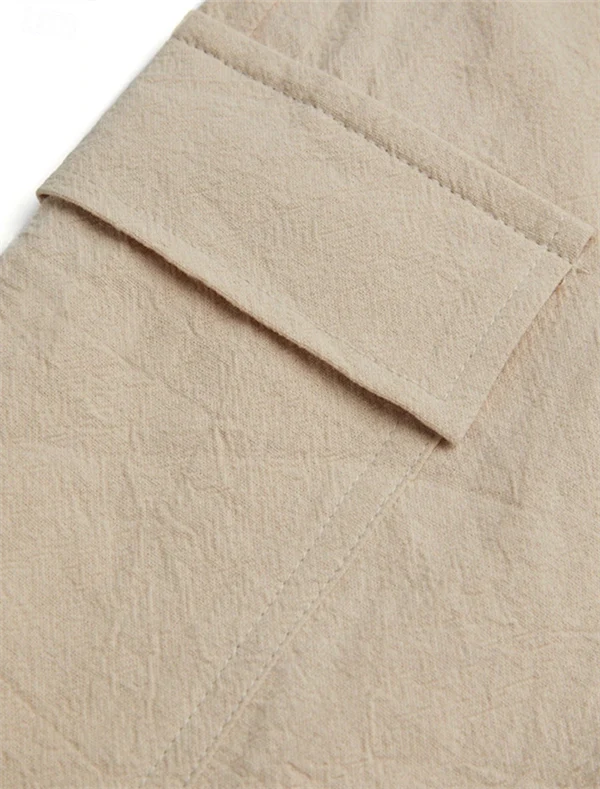 Men’s Casual Linen Shorts – Breathable Summer Beachwear with Drawstring & Utility Pockets