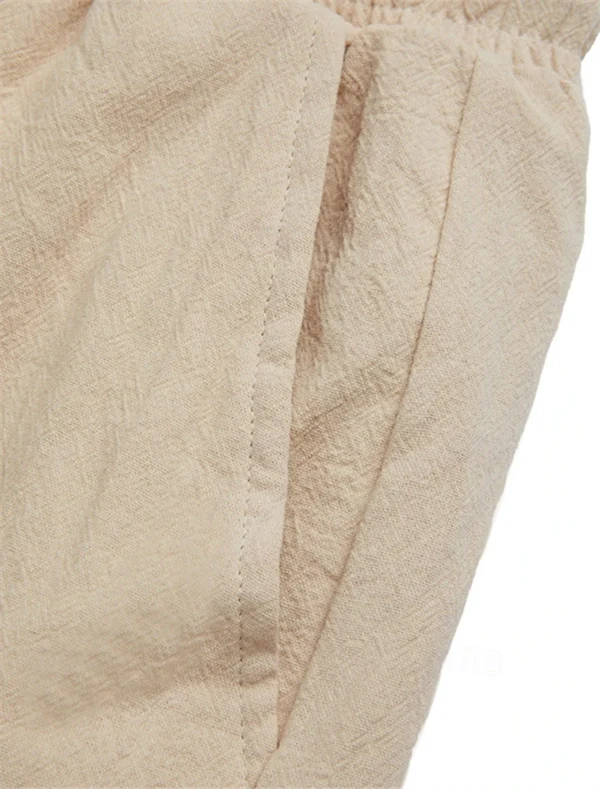 Men’s Casual Linen Shorts – Breathable Summer Beachwear with Drawstring & Utility Pockets