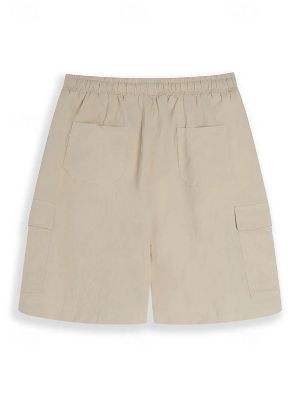 Men’s Casual Linen Shorts – Breathable Summer Beachwear with Drawstring & Utility Pockets