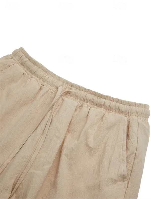 Men’s Casual Linen Shorts – Breathable Summer Beachwear with Drawstring & Utility Pockets