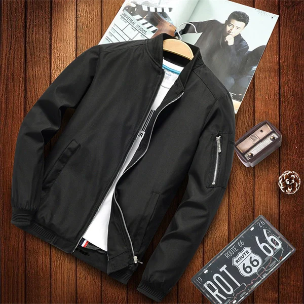 Men’s Casual Spring Jacket – Stylish Stand Collar Bomber for Everyday Wear