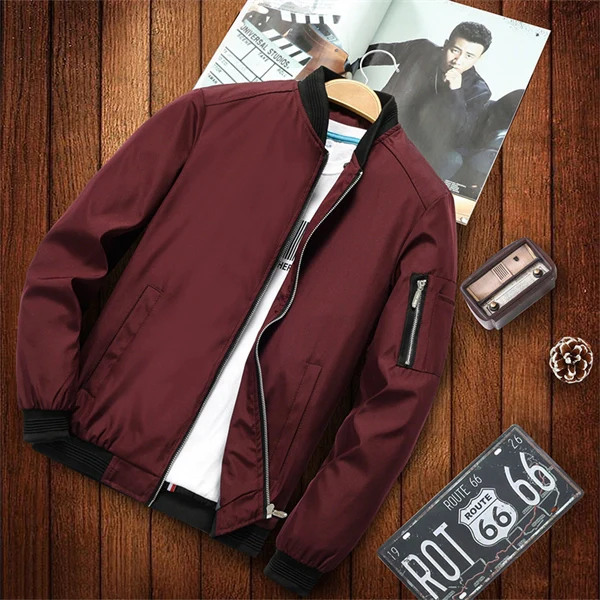 Men’s Casual Spring Jacket – Stylish Stand Collar Bomber for Everyday Wear