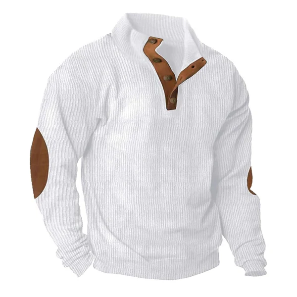 Men’s Corduroy Stand Collar Sweatshirt – Loose Fit Outdoor Pullover