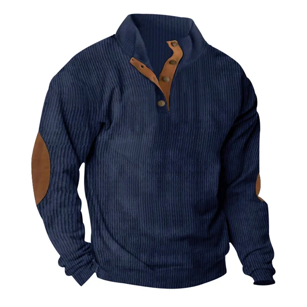 Men’s Corduroy Stand Collar Sweatshirt – Loose Fit Outdoor Pullover