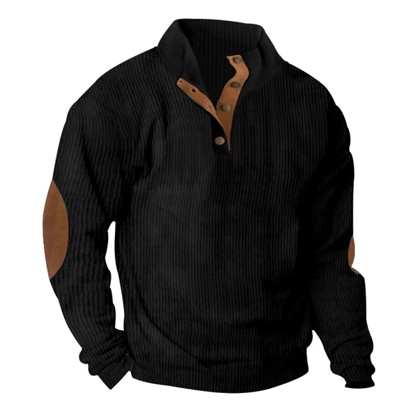Men’s Corduroy Stand Collar Sweatshirt – Loose Fit Outdoor Pullover