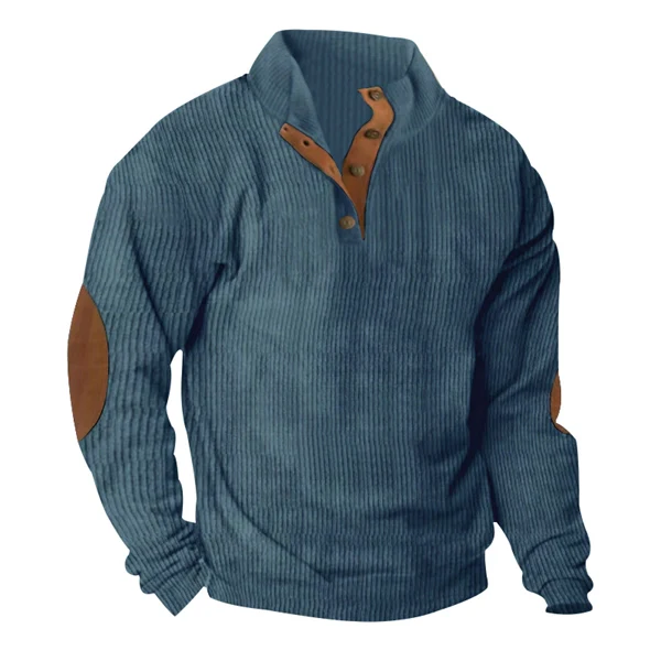 Men’s Corduroy Stand Collar Sweatshirt – Loose Fit Outdoor Pullover
