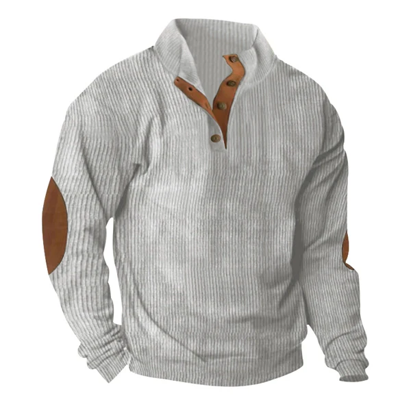 Men’s Corduroy Stand Collar Sweatshirt – Loose Fit Outdoor Pullover