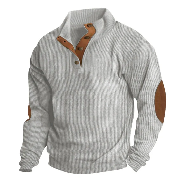 Men’s Corduroy Stand Collar Sweatshirt – Loose Fit Outdoor Pullover