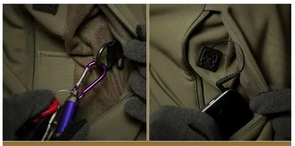 Men's Fleece-Lined Tactical Jacket - Waterproof Softshell Military Style Coat with Hood and Multiple Pockets