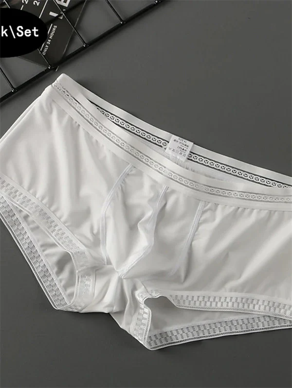 Men’s Ice Silk Boxer Underwear Briefs – 3-Pack Breathable, Low-Rise