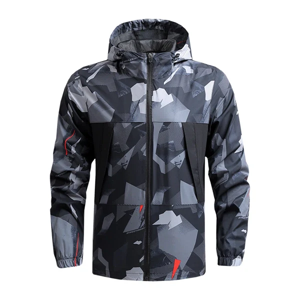 Men’s Lightweight Hiking Jacket – Windbreaker Outdoor Hooded Coat for Spring & Fall