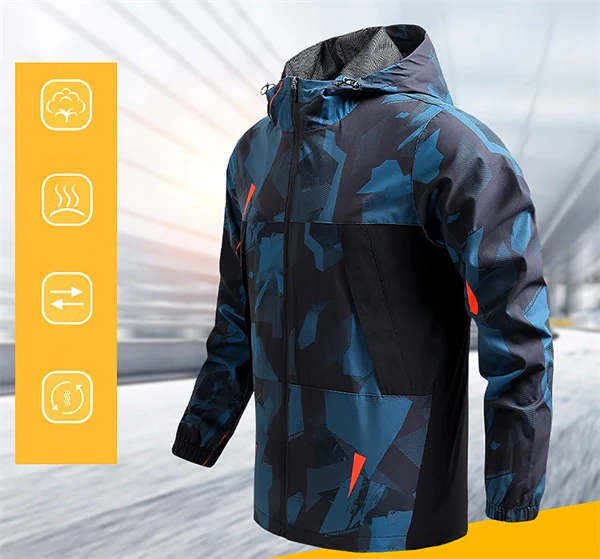 Men’s Lightweight Hiking Jacket – Windbreaker Outdoor Hooded Coat for Spring & Fall
