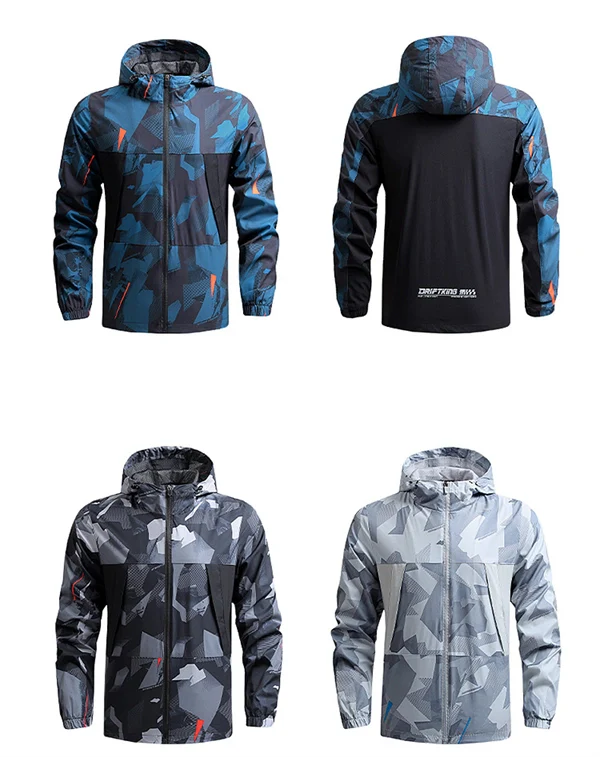 Men’s Lightweight Hiking Jacket – Windbreaker Outdoor Hooded Coat for Spring & Fall