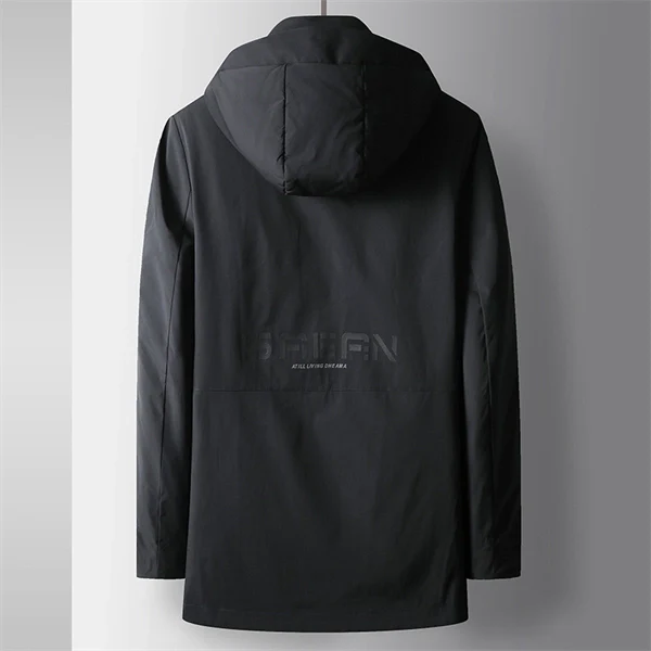 Men's Mid-Length Winter Down Jacket with Detachable Liner, Hooded