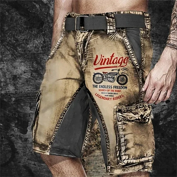 Men's Plus Size Vintage Motorcycle Racing Shorts