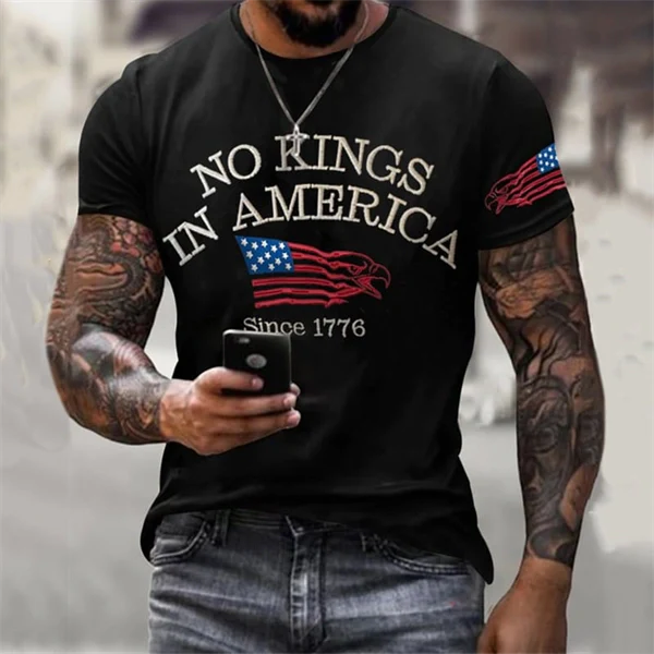 Men's Retro No Kings In America Since 1776 Print T-shirt