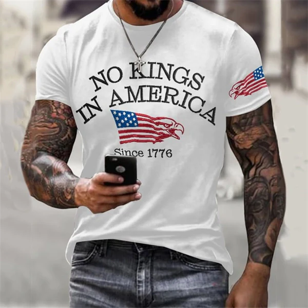 Men's Retro No Kings In America Since 1776 Print T-shirt