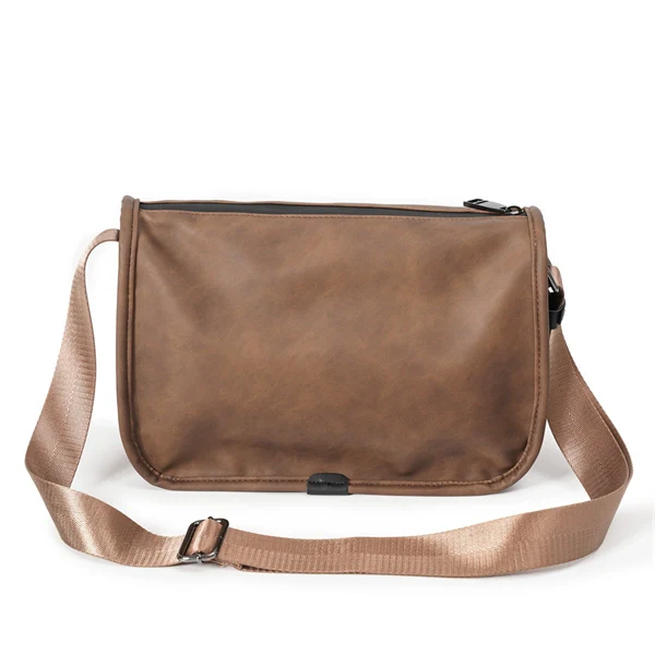 Men’s Retro PU Leather Crossbody Bag – Vintage Shoulder Messenger Bag with Large Capacity