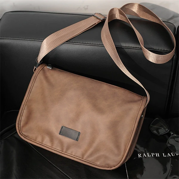 Men’s Retro PU Leather Crossbody Bag – Vintage Shoulder Messenger Bag with Large Capacity