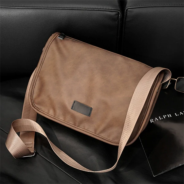 Men’s Retro PU Leather Crossbody Bag – Vintage Shoulder Messenger Bag with Large Capacity