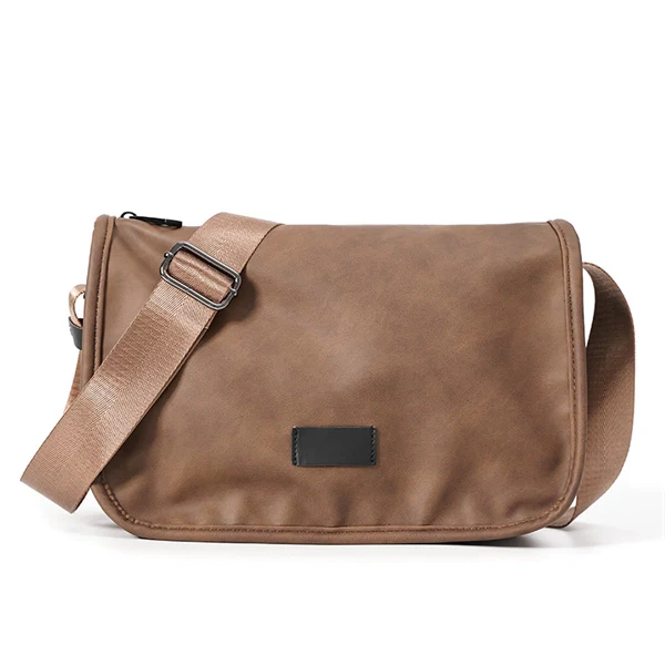 Men’s Retro PU Leather Crossbody Bag – Vintage Shoulder Messenger Bag with Large Capacity