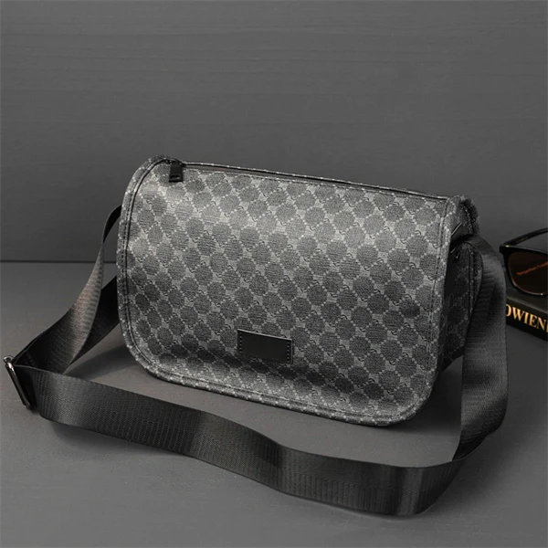 Men’s Retro PU Leather Crossbody Bag – Vintage Shoulder Messenger Bag with Large Capacity