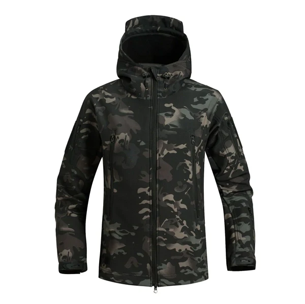 Men’s Tactical Camouflage Softshell Windbreaker – Fleece-Lined Interior Outdoor Jacket for Hiking & Cycling