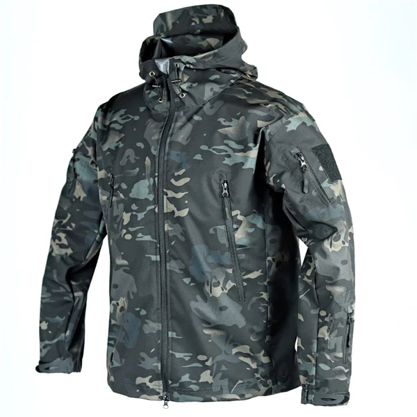 Men’s Tactical Camouflage Softshell Windbreaker – Fleece-Lined Interior Outdoor Jacket for Hiking & Cycling