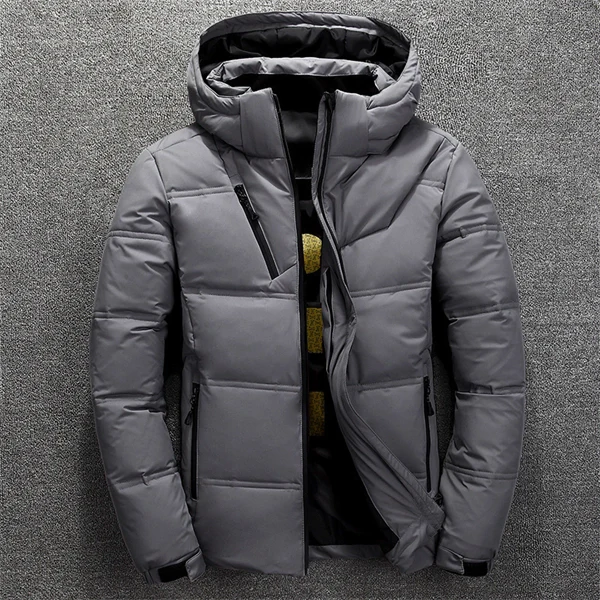 Men's Thick Winter Down Jacket - Lightweight Short Style Outdoor Coat for Cold Weather