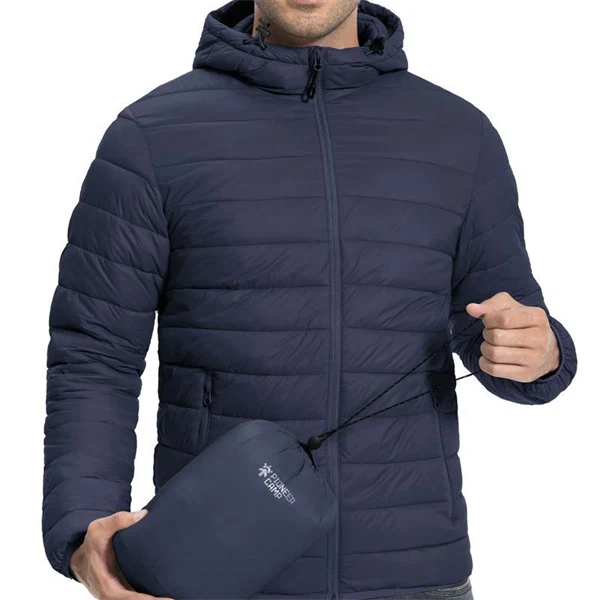 Men’s Ultra-Light Hooded Down Jacket – Warm & Packable Artificial Down Coat