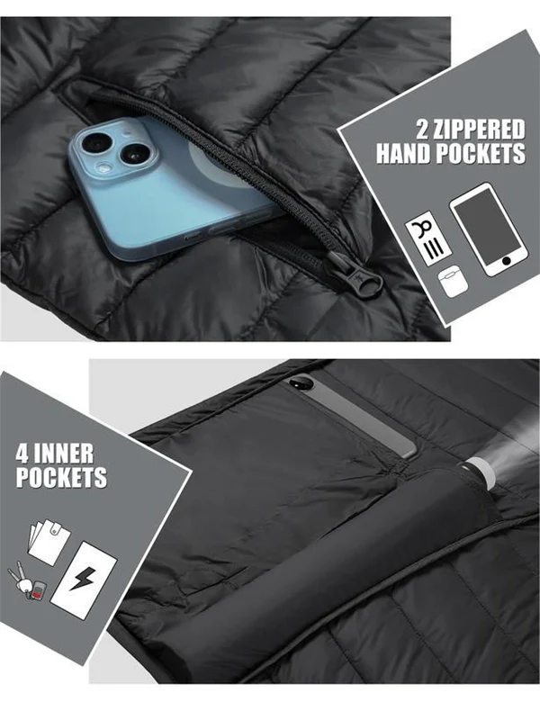 Men’s Ultra-Light Hooded Down Jacket – Warm & Packable Artificial Down Coat