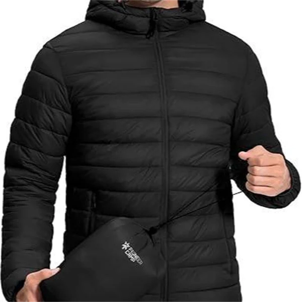 Men’s Ultra-Light Hooded Down Jacket – Warm & Packable Artificial Down Coat
