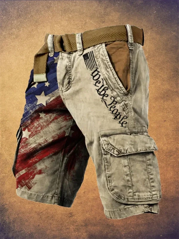 2025 Men's Vintage Independence Day Flag Cargo Shorts
