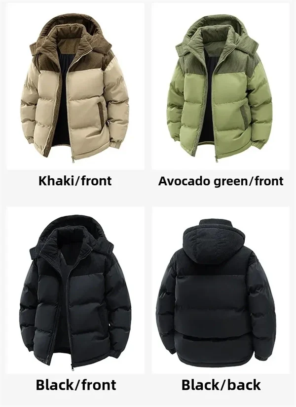 Unisex Winter Hooded Jacket, Thickened Cotton Coat, Windproof & Warm Casual Outerwear