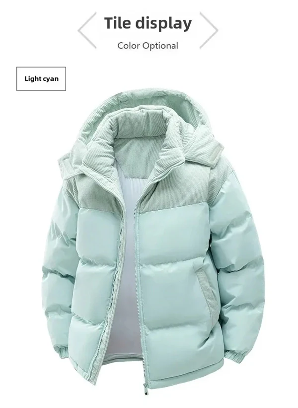 Unisex Winter Hooded Jacket, Thickened Cotton Coat, Windproof & Warm Casual Outerwear