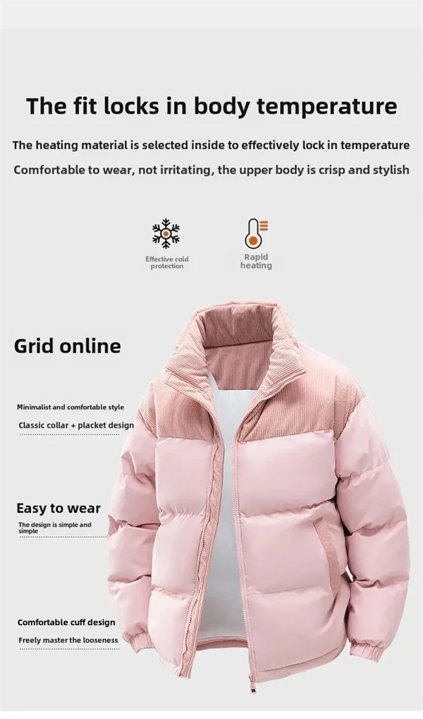 Unisex Winter Hooded Jacket, Thickened Cotton Coat, Windproof & Warm Casual Outerwear