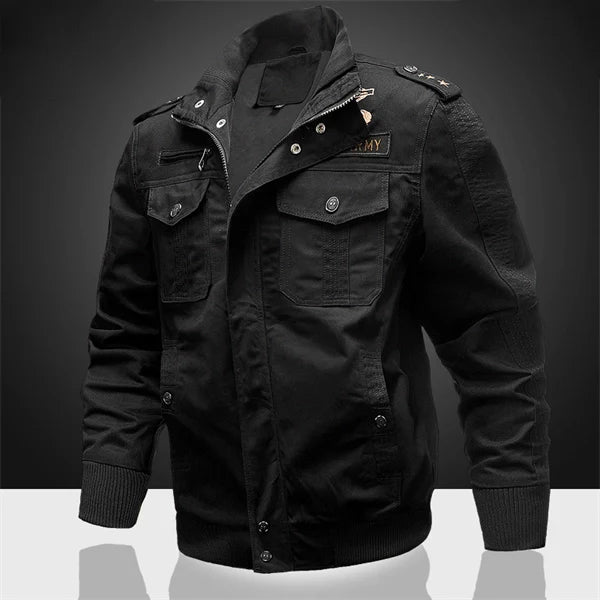 Men’s Winter Military-Style Fleece-Lined Jacket – Warm Tactical Cargo Coat for Fall & Cold Weather