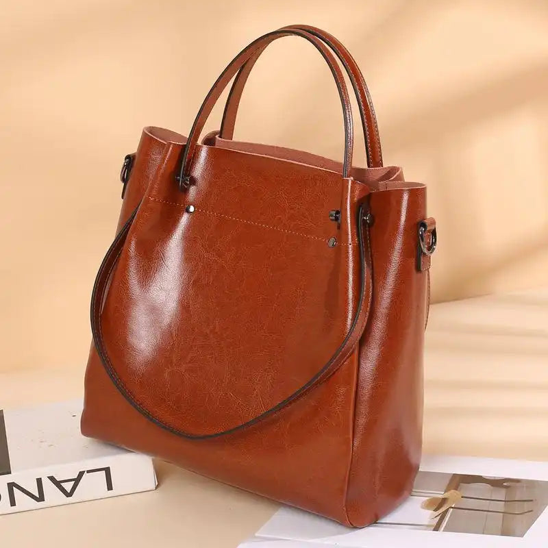 Modern Large Leather Tote Bag for Women Convertible Crossbody Work Purse