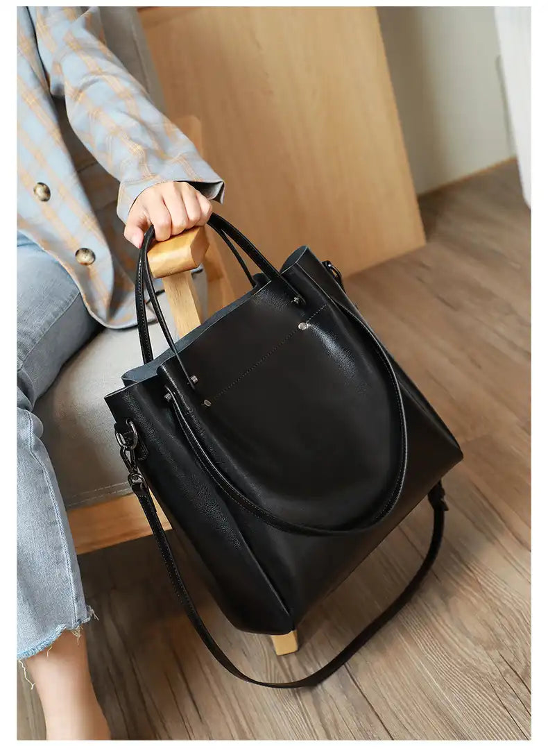 Modern Large Leather Tote Bag for Women Convertible Crossbody Work Purse
